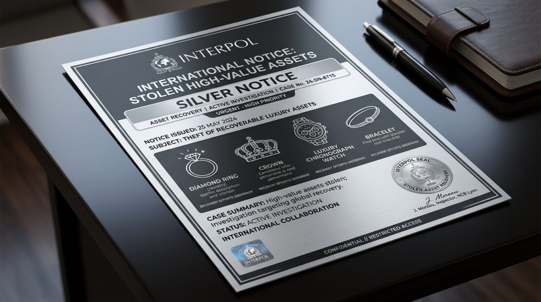 Aviso Plateado Interpol — activos robados e investigación de bienes criminales