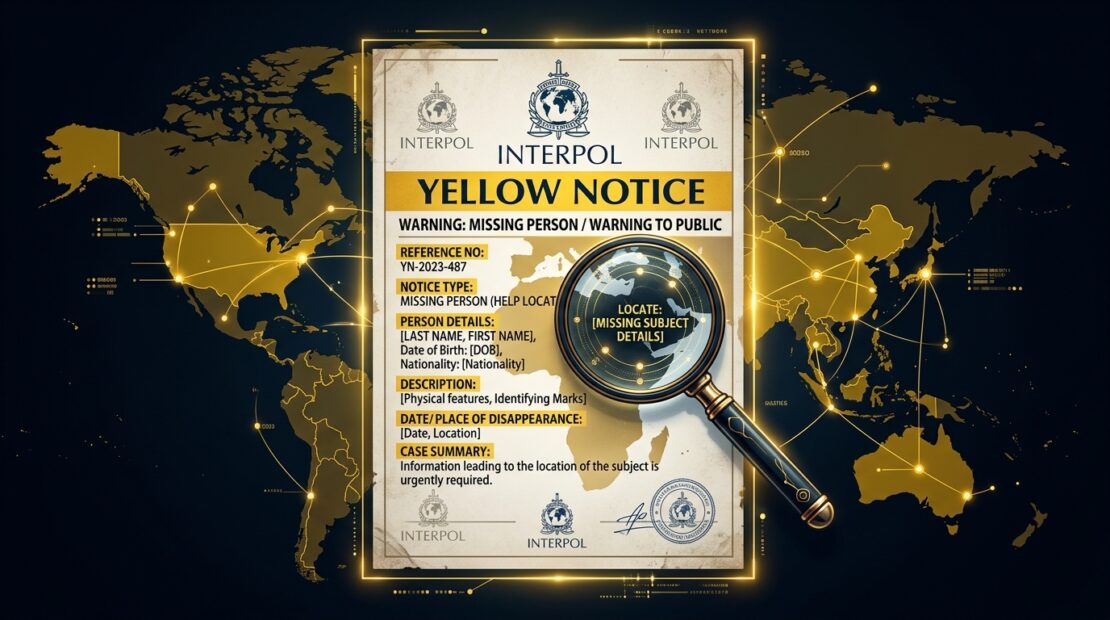 Aviso Amarillo Interpol — búsqueda internacional de personas desaparecidas